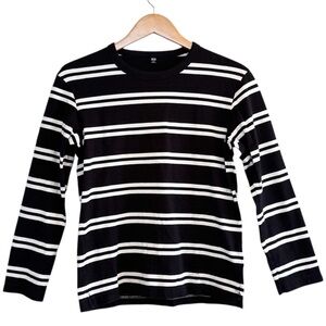 🌈 6/$60 Uniqlo Women’s Long Sleeve Mariner Cloth Stripes Black White Size XS